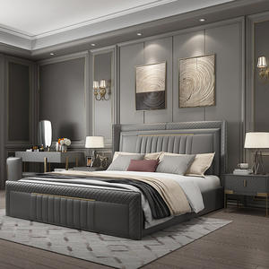 Leather Platform Luxury Bed Frame With Storage <strong>Cama</strong> Individuales <strong>De</strong> Nias Single Double King Size Bedroom Furniture Set for Adult - Product Image 4