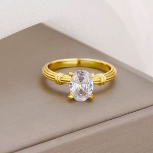 J&C in Stock 925 <b>Sterling</b> <b>Silver</b> Rhodium Plated Classic Prong <b>Set</b> VVS Oval Cut D Color Moissanite Wedding Engagement <b>Ring</b> - Product Image 5