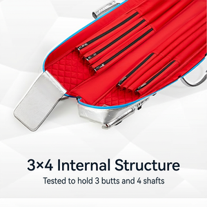 VIBRANT Estuche para taco de billar profesional de cuero de flor integral impermeable, multi-bolsillos, 3B4S, 84cm*14cm*14cm, para tacos de 1/2 - Product Image 4