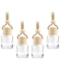 Flacon de parfum en verre vide de haute qualité, 8 ml, en forme de cylindre, à suspendre dans la voiture, avec bouchon à vis, emballé dans un carton sérigraphié
