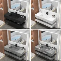 Hôtel de luxe lavabo intégré marbré mural personnalisé lavabo double dalle pour salle de bain