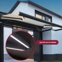 Auvent Électrique Extérieur Motorisé Étanche avec Télécommande, Lumière LED et Cadre en Aluminium