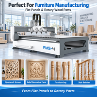 Routeur CNC à 4 broches haute efficacité avec panneau rotatif pour la sculpture de colonnes de meubles, machine de fraisage CNC rotative OEM ODM