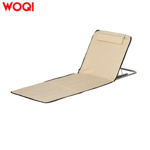 Fauteuil inclinable pliable d'extérieur Woqi, tissu Oxford blanc cassé, plage, camping, pique-nique, design minimaliste, 134x48x45 cm - Product Image 2