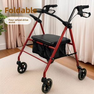 Chinese Factory Price New Elderly <strong>Walker</strong> Portable Foldable <strong>Rollator</strong> <strong>Walker</strong> with Soft Seat - Product Image 2
