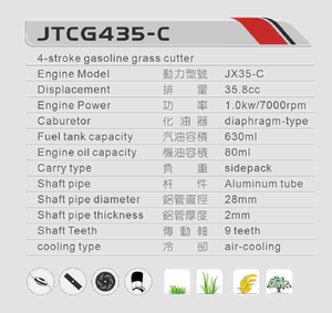 Chất lượng cao bên gói bàn chải cắt xăng điện chuỗi Tông đơ 4 đột quỵ JX35-C OEM cỏ Máy cắt - Product Image 4