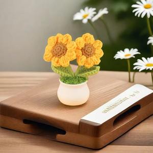 Decoración del hogar, macetas falsas <span class=keywords><strong>hechas</strong></span> a mano, plantas, <span class=keywords><strong>flores</strong></span> tejidas artificiales, <span class=keywords><strong>hilo</strong></span> <span class=keywords><strong>de</strong></span> <span class=keywords><strong>lana</strong></span> eterno simulado, flor <span class=keywords><strong>de</strong></span> punto - Product Image 3