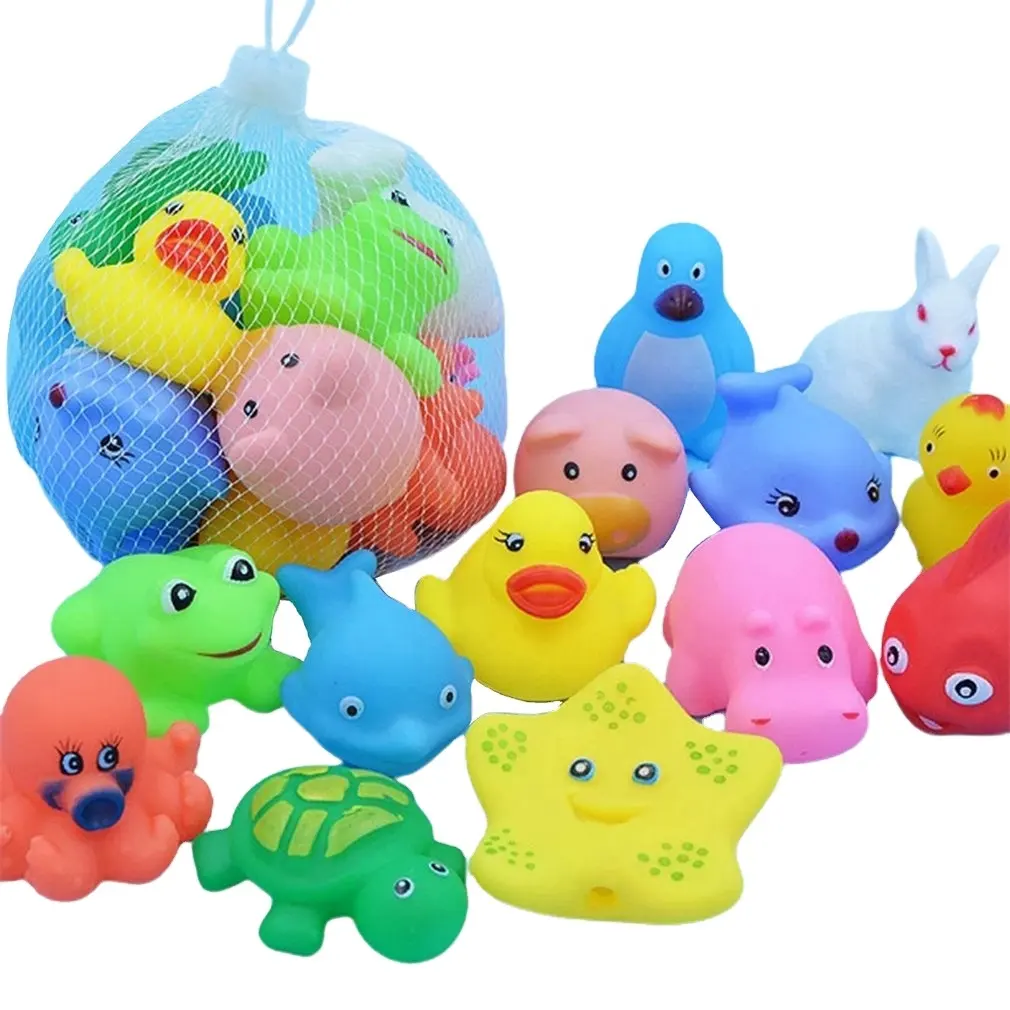 Tout-petits natation barboteuse jouets d'eau sûr PVC matériel grinçant en plastique souple dessin animé Animal jouet de bain pour bébé