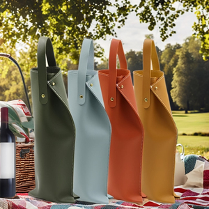 Borsa Termica Portatile in Pelle per Bottiglia di Vino, Elegante <span class=keywords><strong>Zaino</strong></span> per Singola Bottiglia, Impermeabile, Ideale per Campeggio - Product Image 1