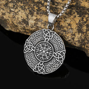 yunnique Viking Celtic Knot Stainless Steel Pendant Necklace For Men Retro Fashion Jewelry <b>Cross</b> Design Gift - Product Image 3