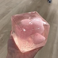 En stock : Jouet Squishy en Maltose Grand Cube, Thème Bloc de Glace Mochi Fraise Rafraîchissant d'Été, Anti-stress, Cadeau