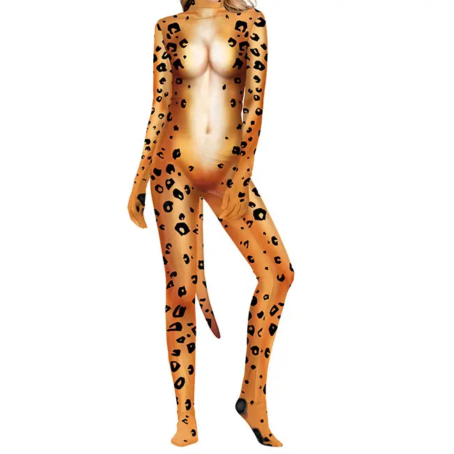 Cosplay Zentai Bodysuit 3D printed Animal women's Halloween Party Fullbody Catsuit Costume animal couple tight fitting clothing