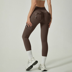 Pantalones de yoga personalizados Under Lulu con bolsillos para mujer, sensación de segunda piel, secado rápido, ajuste ceñido, efecto melocotón, leggings a prueba de sentadillas - Product Image 4