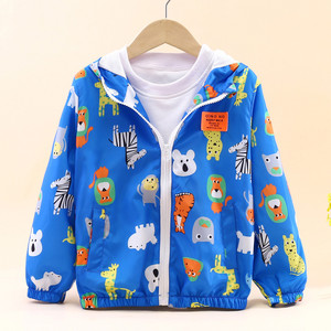 Nouvelle arrivée, manteau à imprimé animal pour garçons en bas âge, veste légère à capuche pour enfants, vêtements d'extérieur décontractés pour bébés, printemps, 3-9 ans - Product Image 1