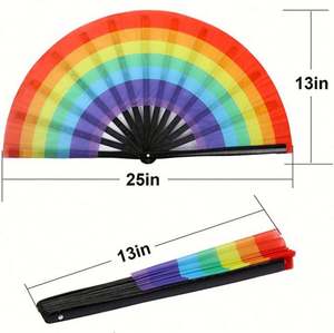 Ventilateur pliant grand format Guansen écologique, personnalisable avec logo imprimé UV, en tissu Oxford satiné, motif floral sculpté, en bambou et soie - Product Image 3