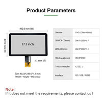 Panel Táctil Capacitivo Industrial de 17.3 Pulgadas, Pantalla Táctil de Vidrio Templado PCAP, USB, 10 Puntos