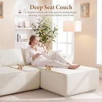 Canapé modulaire sectionnel moderne compressé avec chaise longue, assise profonde en chenille et mousse à mémoire de forme, canapé sans armature pour salon