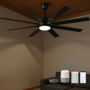 Ventilateur de plafond LED moderne 66 pouces 8 pales Moteur DC Lumière à intensité variable Télécommande Noir Éclairage intérieur domestique - Product Image 2