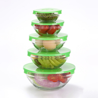 Bols en verre avec couvercles Set Saladiers avec couvercles Bol en verre Récipient de préparation de repas allant au micro-ondes avec couvercles 10 pcs