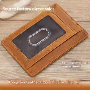 Portafoglio Sottile Fatto a Mano, Porta <span class=keywords><strong>Carte</strong></span> <span class=keywords><strong>di</strong></span> Credito Minimalista in Pelle con Blocco RFID, Dimensioni Medie - Product Image 4