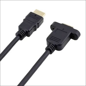 HDMI Male To Female Extension Cable With <b>Screw</b> Holes Black <b>Copper</b> Wire For TV Line Connection - Product Image 1