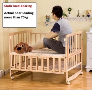 Lit bébé double <span class=keywords><strong>en</strong></span> <span class=keywords><strong>bois</strong></span> personnalisable avec logo, convertible <span class=keywords><strong>en</strong></span> lit d'appoint, mode balancelle, hauteur réglable - Product Image 4