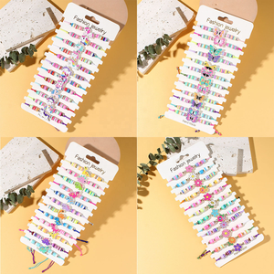 Customized Handmade Zinc Alloy Bohemian Butterfly Beaded Braided Friendship <b>Bracelets</b> 12pcs <b>Set</b> for Kids Gifts - Product Image 3