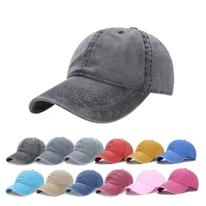 Unisex Katoenen Baseball Snapback Cap Verstelbare Blanco Ongestructureerde Zachte Vintage Zuur Wassen Bal Cap