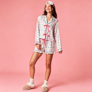 Pyjamas en bambou pour femmes, ensemble de pyjamas de Noël, pyjamas doux en modal, fabricant de pyjamas personnalisés pour femmes, pyjama pour femmes fabriqué au Vietnam - Product Image 4
