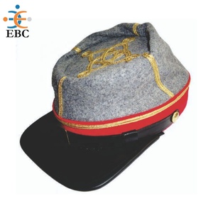 NCO <b>Wool</b> Uniform Kepi with Leather Visor Custom Hat Cap Kepi in Blue Color with <b>Gold</b> Braid and Leather Chin Strap - Product Image 6