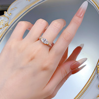 Bague en argent sterling 925 avec zirconium blanc marquise 6*12 mm plaqué or
