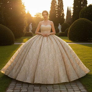 Vestido <span class=keywords><strong>de</strong></span> Quinceañera Lsmu151 con Lentejuelas Color Champán, Vestidos <span class=keywords><strong>de</strong></span> XV Años Rosa, Vestido <span class=keywords><strong>de</strong></span> Quince Años Jancember - Product Image 1