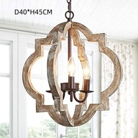 Lámpara Colgante de Estilo Rústico Americano, de Madera, para Cocina, Hogar, Estilo Retro, LED AC, E14, 4 Bombillas, Luz Blanca Cálida, para Restaurante