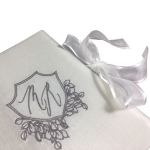 Custom Embroidered Linen <b>Wedding</b> Invitation Card Monogram Acrylic Folio <b>Ribbon</b> Greeting Card for Valentine Graduation - Product Image 3