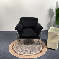 Fauteuil de salon moderne en velours avec structure métallique, coussin moelleux, fauteuil d'appoint individuel