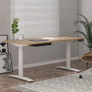 Ergonomik 3 aşamalı sütun yüksekliği ayarlanabilir yönetici masası ofis ev okul yemek için Modern sit-standı masa ayakları MDF malzeme