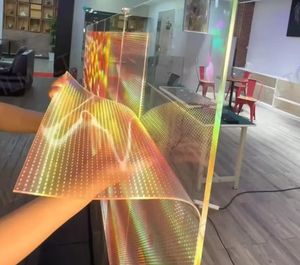 RGX P16 240*1000mm 3000CD 64*15 puntos precio de fábrica pantalla de publicidad autoadhesiva pantalla transparente de ventana de vidrio ultrafino - Product Image 1