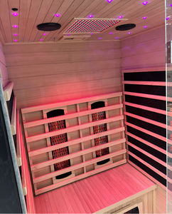 Aokingwin 2 شخص كامل الطيف ساونا الأشعة تحت الحمراء مع العلاج بالضوء الأحمر النقش البخار الجاف للاستخدام في صالة الألعاب الرياضية الشوكلوك الخشب الصلب - Product Image 2
