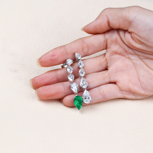 Hợp Thời Trang Phòng Thí Nghiệm Tạo Ra Emerald Drop Bông Tai Cho Phụ Nữ Bạc 925 Đồ Trang Sức Mỹ Quà Tặng 100% Bất 925 Bạc Bất Ngờ Đảng Quà Tặng - Product Image 6