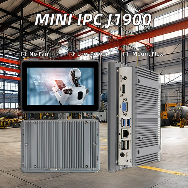 7'' Fanless Intel J1900 Low Power Embedded Industrial Touch Panel Robot Vending Machine Banking Digital Signage Chiller Mini PC