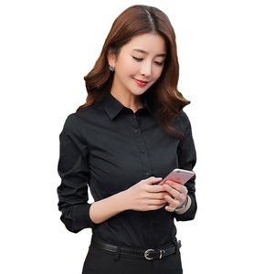 Camicia da lavoro nera da donna a maniche lunghe stile primavera camicia sottile professionale tuta formale abiti da lavoro da donna Top - Product Image 1