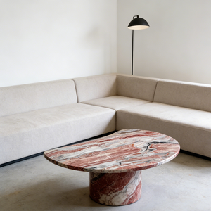 <span class=keywords><strong>Table</strong></span> d'appoint en marbre rouge nordique, socle central, meubles de salon, <span class=keywords><strong>table</strong></span> basse en marbre rouge Orobico Rosso - Product Image 2