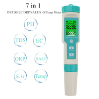 Testeur numérique de qualité de l'eau 7 en 1 |   Mètre PH, ORP, TDS, EC, salinité, température et S.G pour aquarium, aquarium de poissons, piscine