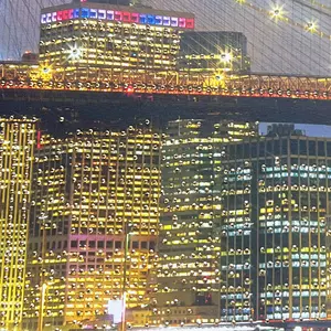 Arte de pared del puente de Brooklyn de Nueva York con paisaje de diamantes de imitación adornado arte de lienzo flotante para decoración del hogar