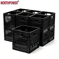 Caisse en plastique pliable robuste de 16 litres avec couvercle, caisse pliable pour le transport de fruits, légumes, bière, vin, produits agricoles, lait