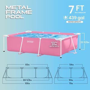 <span class=keywords><strong>Piscine</strong></span> hors sol rectangulaire <span class=keywords><strong>INTEX</strong></span> avec structure métallique 7 pieds x 5 pieds x 235 pouces, rose |   28266EH - <span class=keywords><strong>Piscine</strong></span> uniquement (pompe non incluse) - Product Image 2
