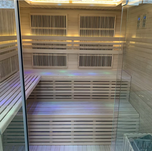 Sauna Casera Combinada de Vapor Seco e Infrarrojo Helius HL-IS 1102, Diseño Moderno en Madera de Hemlock, Panel de Control Computarizado, Ventanas de Travesaño - Product Image 3