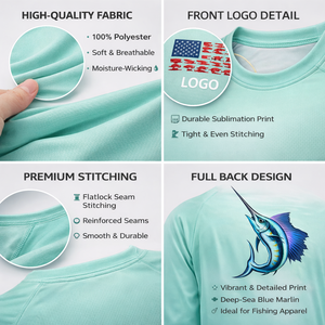 Camisas de Pesca de Manga Larga para Hombre, Diseño Personalizado con Logotipo, Tejido Elástico en 4 Direcciones, 100% Poliéster, Absorbe la Humedad, Secado Rápido, UPF 50, Alta Calidad - Product Image 4