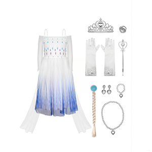 Girls Snow Princess Halloween Cosplay <strong>Dress</strong> up Costume Includes Accessories and Skirts - Product Image 1