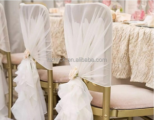 Funda para silla de gasa con volantes románticos, faja para silla de gasa para decoración de eventos de boda - Product Image 2
